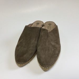 Eric Michael Espadrille Woman Suede Slip On Mule Shoe Size 40 US 9 Mauve Beige